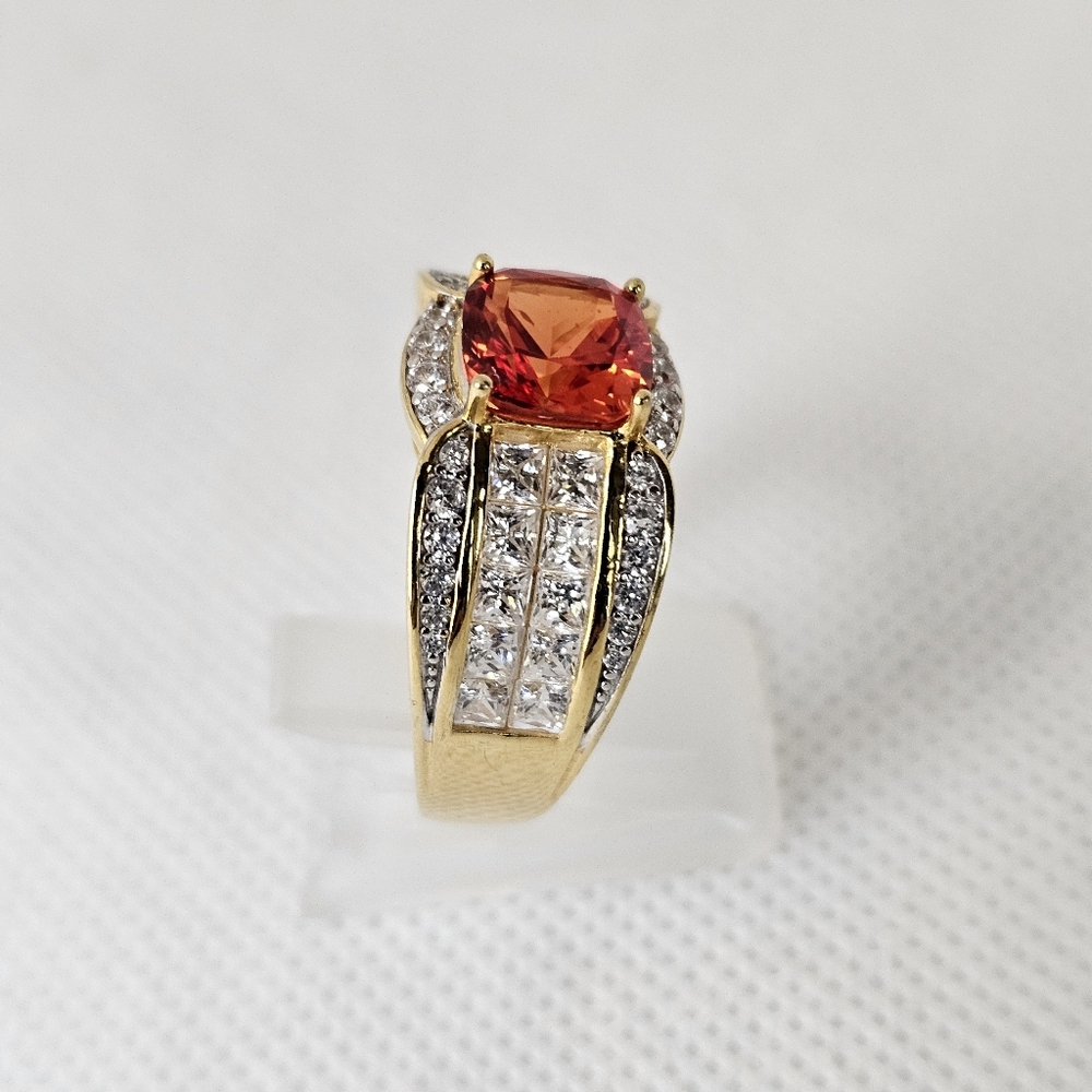 Authentic Victoria Wieck Red Sapphire & Diamond Ring 18k Sterling Silver Sz 8.75 - Picture 5 of 12